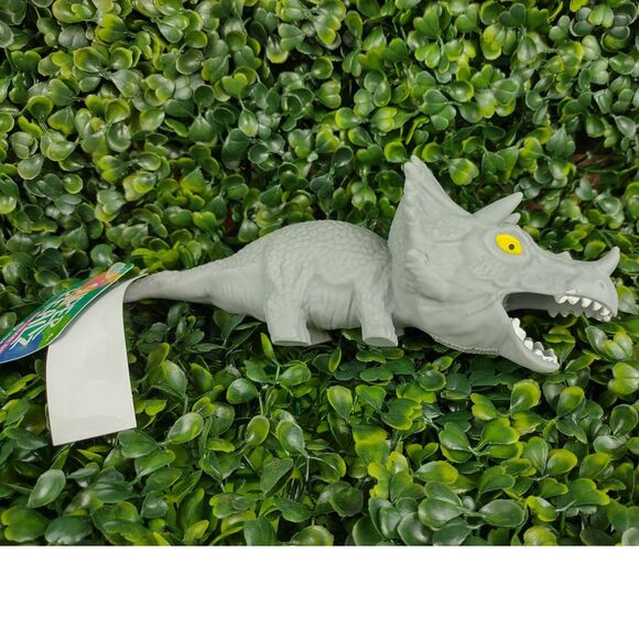 Triceratops Dinosaur Squishy Toy Figure Squeezable Dino Squish Squeeze Sand Gray - Picture 3 of 15